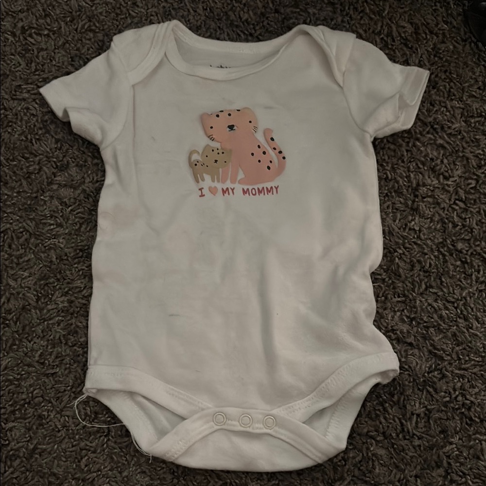 White and Pink Bodysuit with Snap Closure
